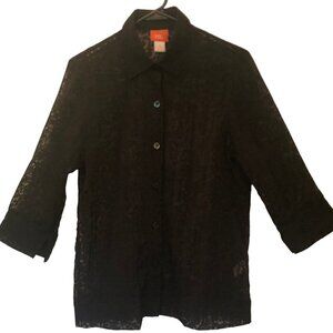 Hearts of Palm semi-sheer button-up blouse/swim coverup sz 8